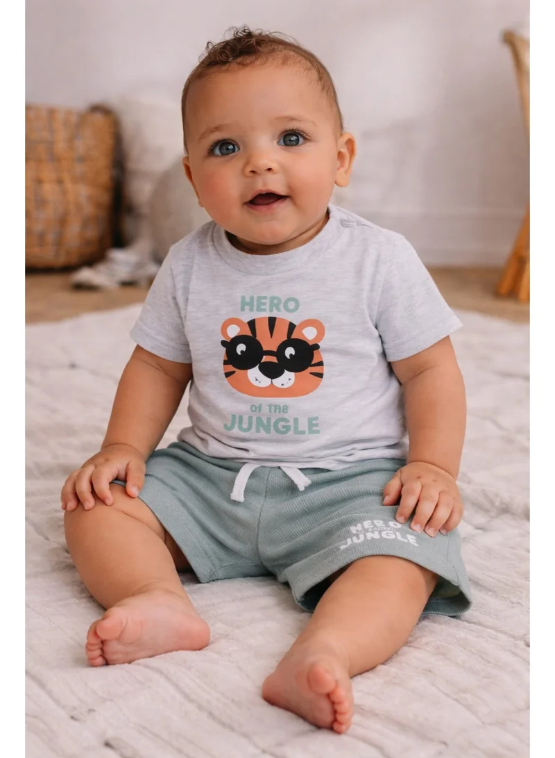 Victor And Jane  Infant Boys’ 2-Piece Set – “Hero of the Jungle” Graphic T-Shirt & Shorts for Men | Best Price UAE